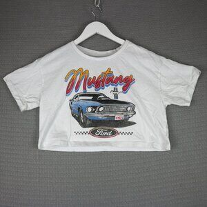Ford Mustang Old School Car Cropped Tee Womens Medium